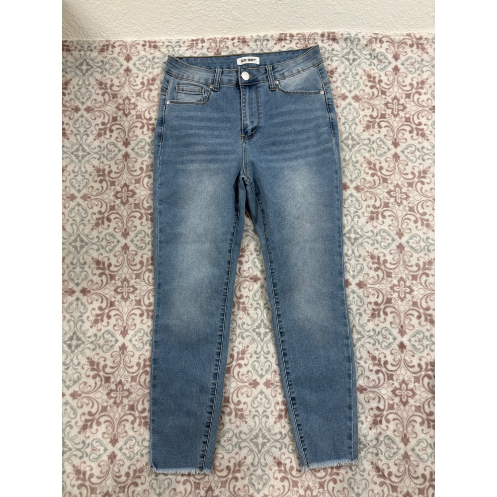 Blue Savvy High Rise Skinny Jeans Medium Wash Raw Hem Size 5/27